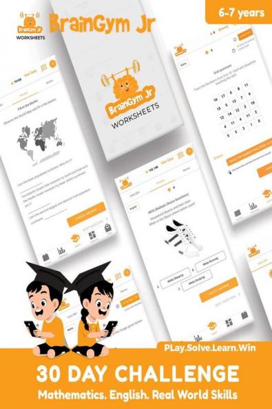 BrainGymJr : Solve & Learn with Puzzles: 30 day challenge with daily puzzle worksheets on Mathematics English & Real World Skills