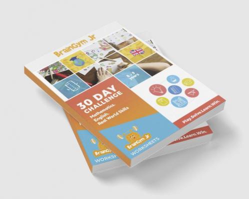 BrainGymJr : Solve &amp; Learn Worksheets (8-9 years) : 30 day challenge with daily puzzle worksheets on Mathematics English & Real World Skills for 8-9 year old children