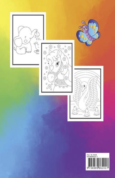 Cute Animals Coloring Book : 100 scenes from the lives of cute animals and birds on land and in water suitable for girls and boys aged 3 to 8 years