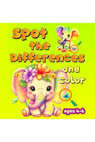 Spot the differences and Color : Activity book for children ages 4-6 with coloring and difference-finding pages of animal bird and insect pictures.