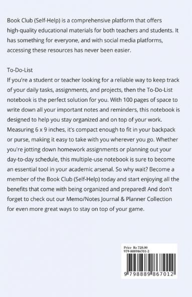 To-Do-List: Multiple-Use Notebook for School & Education / Students (Homework Assignments Daily Tasks Projects Notes) - 100 Pages - (6 x 9 inches)