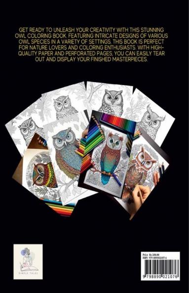 Simple Tales - Owl colouring book for all ages - 50 unique designs