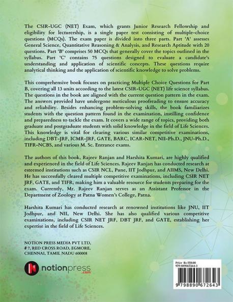NTA UGC-CSIR NET Life Science Unit Wise Multiple Choice Questions for Part-B: Useful for DBT-JRF ICMR-JRFGATE-BT/XL ICAR-JRF SET LIFE SCIENCES BARC-OCES and several PhD and M.Sc. Entrance Exams
