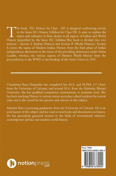 ISC History Class - XII : Modern Indian History &amp; Contemporary World Politics