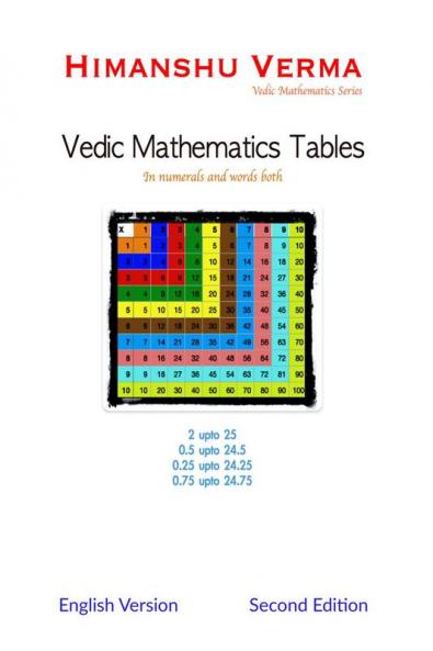 Vedic Mathematics Tables: Tables in Numbers and words both inluding tables of .5 .25 and .75