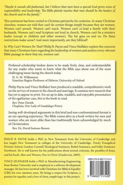 Why Can't Women Do That?: Breaking Down the Reasons Churches Put Men in Charge
