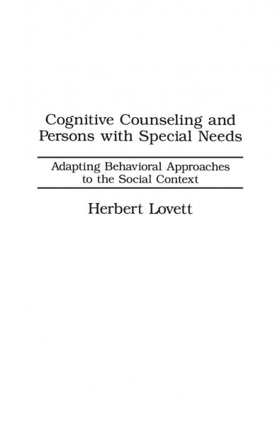 Cognitive Counseling and Persons with Special Needs