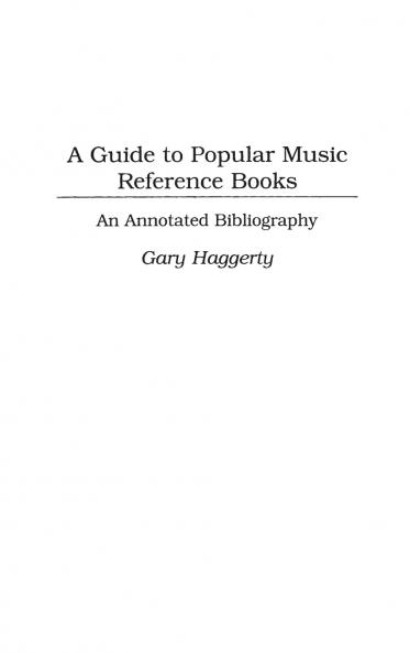 A Guide to Popular Music Reference Books