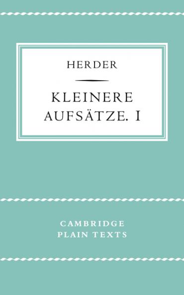 Kleinere Aufsatze I