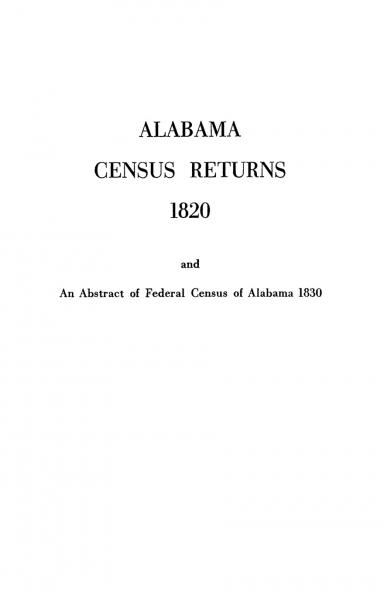 Alabama Census Returns 1820 - Genealogical Publishing