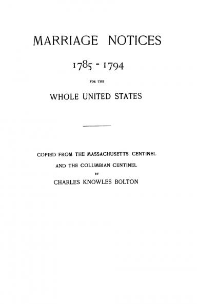 Marriage Notices 1785-1794