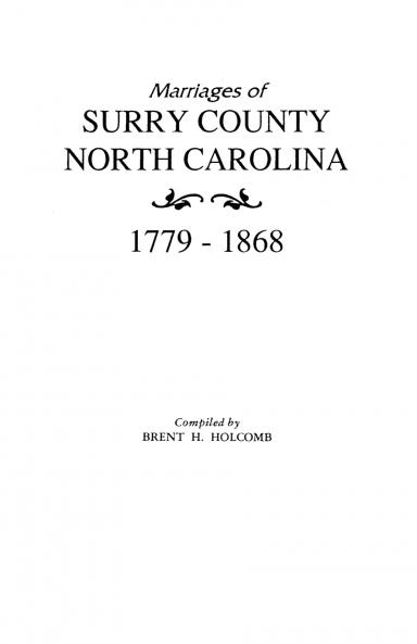 Marriages of Surry County North Carolina 1779-1868
