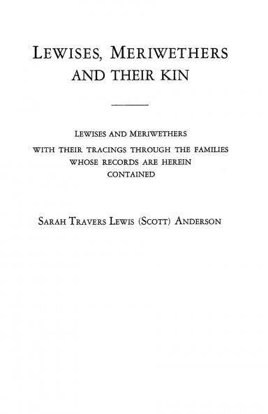 Lewises Meriwethers and Their Kin