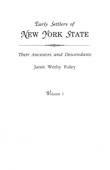 Early Settlers of New York State