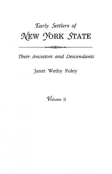 Early Settlers of New York State