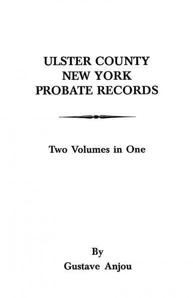 Ulster County New York Probate Records