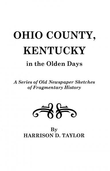 Ohio County Kentucky in the Olden Days