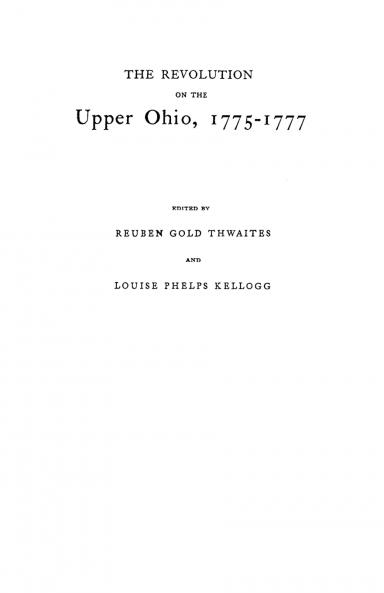 Revolution on the Upper Ohio 1775-1777