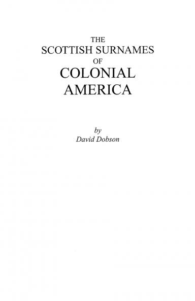 Scottish Surnames of Colonial America