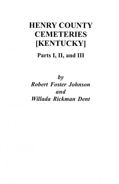 Henry County [Kentucky] Cemeteries