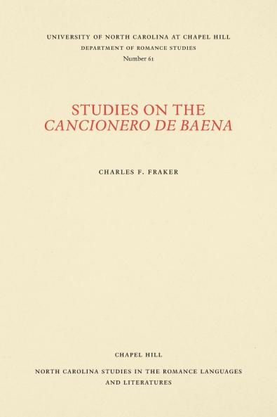 Studies on the Cancionero de Baena
