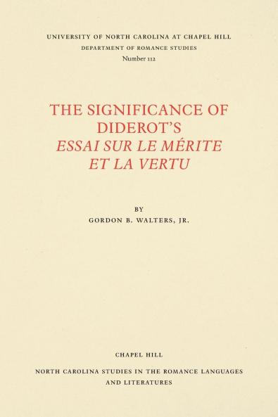 The Significance of Diderot's Essai sur le mérite et la vertu