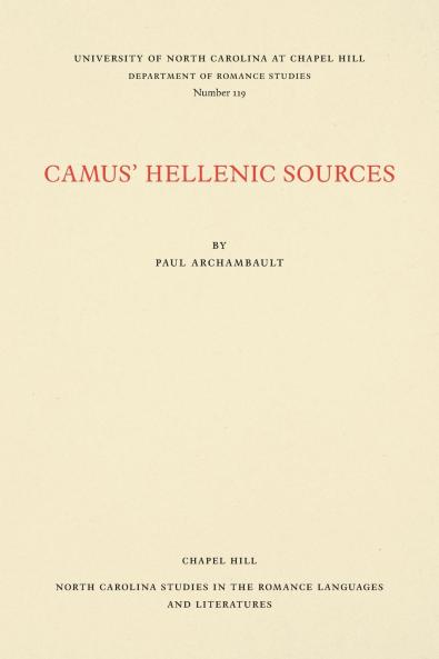 Camus' Hellenic Sources