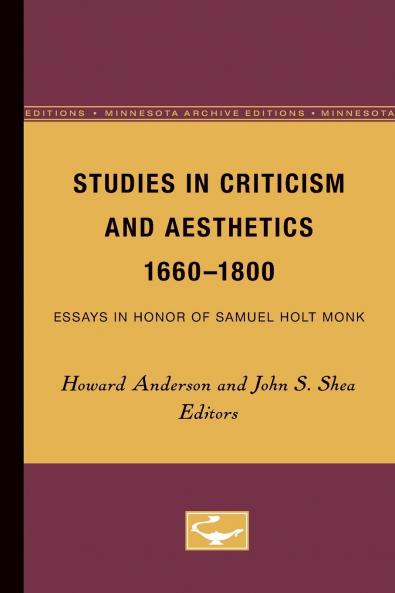 Studies in Criticism and Aesthetics 1660-1800
