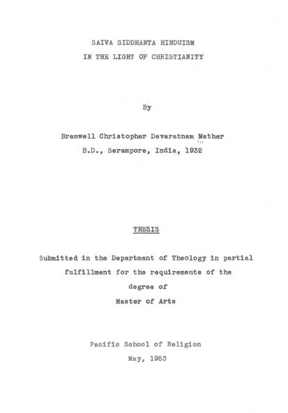 Saiva Siddhanta Hinduism in the Light of Christianity