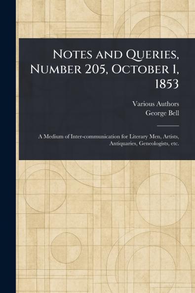 Notes and Queries Number 205 October 1 1853
