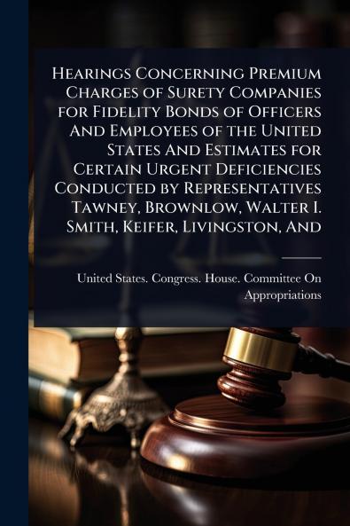 Hearings Concerning Premium Charges of Surety Companies for Fidelity Bonds of Officers And Employees of the United States And Estimates for Certain Urgent Deficiencies Conducted by Representatives Tawney Brownlow Walter I. Smith Keifer Livingston And