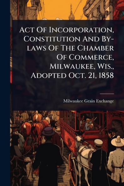 Act Of Incorporation Constitution And By-laws Of The Chamber Of Commerce Milwaukee Wis. Adopted Oct. 21 1858
