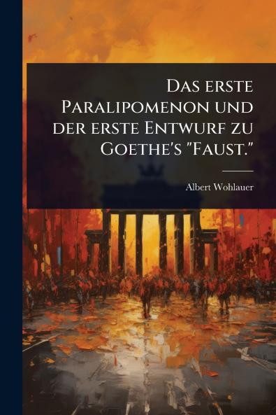 erste Paralipomenon und der erste Entwurf zu Goethe's Faust.