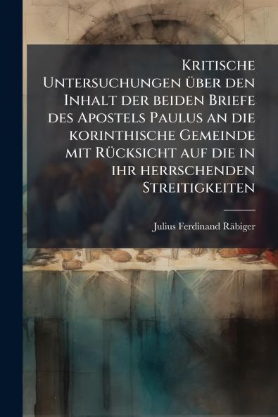 Kritische Untersuchungen über den Inhalt der beiden Briefe des Apostels Paulus an die korinthische Gemeinde mit Rücksicht auf die in ihr herrschenden Streitigkeiten