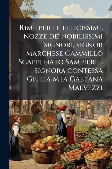 Rime per le felicissime nozze de' nobilissimi signori signor marchese Cammillo Scappi nato Sampieri e signora contessa Giulia M.ia Gaetana Malvezzi