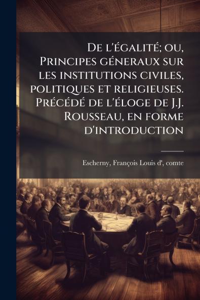 De l'égalité; ou Principes géneraux sur les institutions civiles politiques et religieuses. Précédé de l'éloge de J.J. Rousseau en forme d'introduction