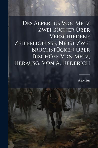 Des Alpertus Von Metz Zwei Bücher Über Verschiedene Zeitereignisse Nebst Zwei Bruchstücken Über Bischöfe Von Metz Herausg. Von A. Dederich