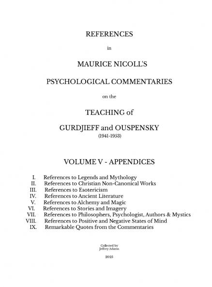 References in Maurice Nicoll's Psychological Commentaries on the Teaching of Gurdjieff and Ouspensky (1941-1953)