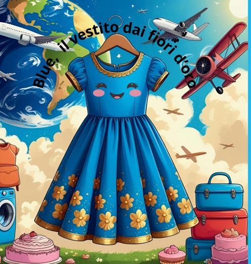 Blue il vestito dai fiori d'oro