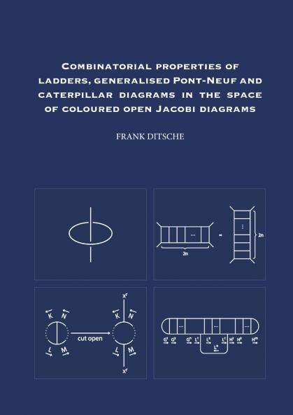 Combinatorial properties of ladders generalised Pont-Neuf and caterpillar diagrams in the space of coloured open Jacobi diagrams