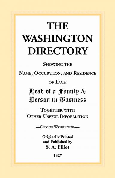 The Washington [DC] Directory 1827
