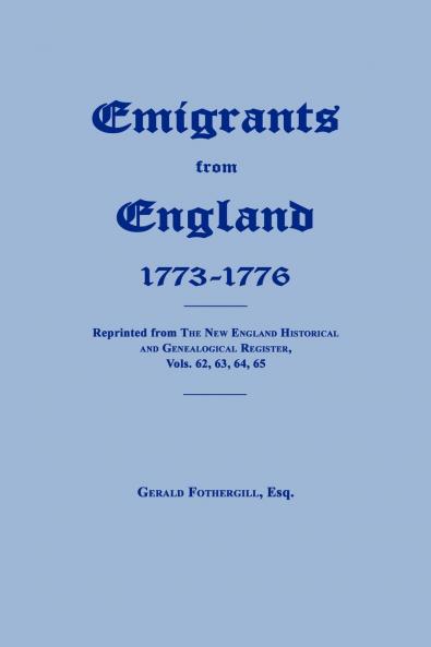 Emigrants From England 1773-1776