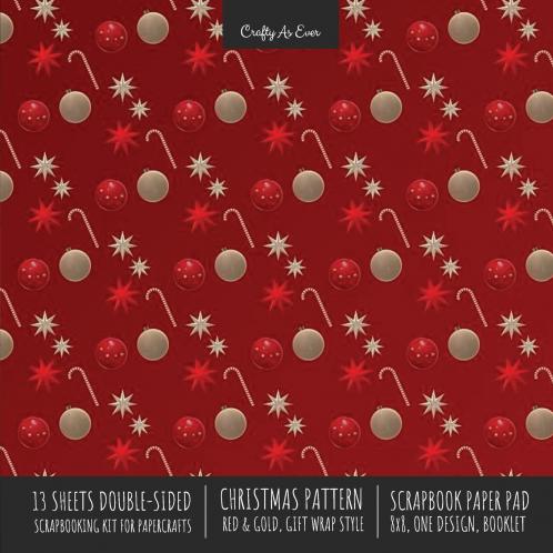 Christmas Pattern Scrapbook Paper Pad 8x8 Decorative Scrapbooking Kit for Cardmaking Gifts DIY Crafts Printmaking Papercrafts Red and Gold Designer Paper
