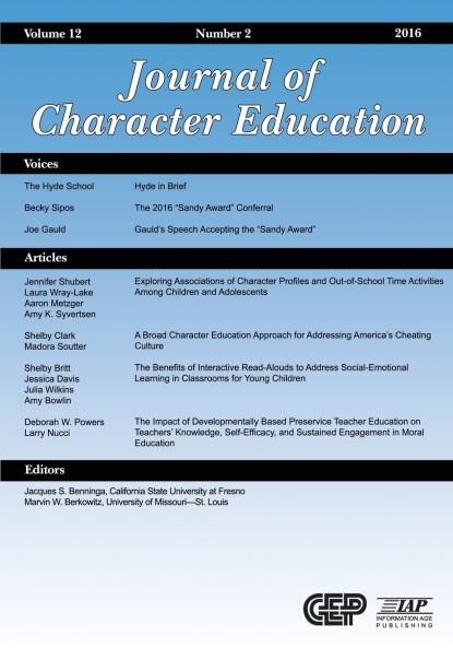 Journal of Character Education Vol 12 Issue 2 2016