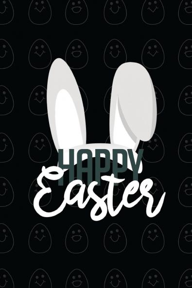 Happy Easter II Notebook Blank Write-in Journal Dotted Lines Wide Ruled Medium (A5) 6 x 9 In (Black)