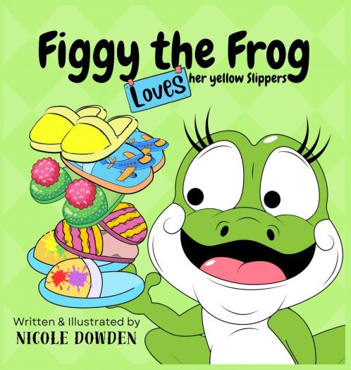 Figgy the Frog loves her yellow slippers.