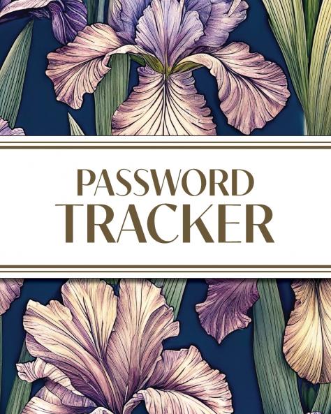 XL Large Print Password Tracker (Purple Irises on Navy)