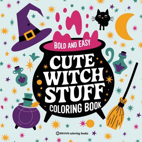 Bold & Easy Cute Witch Stuff Coloring Book