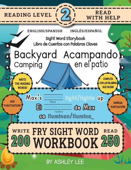250 Sight Word Storybook Backyard Camping (Level 2) Bilingual English/Spanish Inglés/Español
