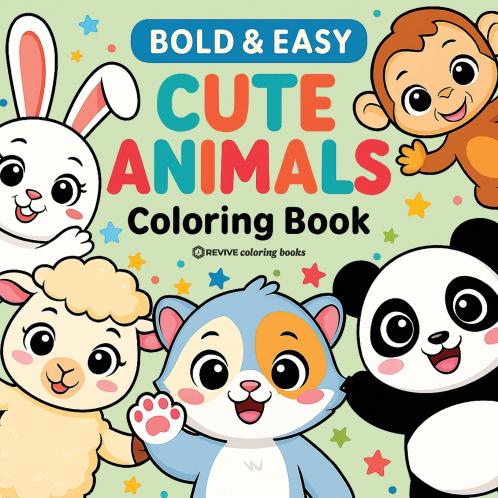 Bold & Easy Cute Animals Coloring Book